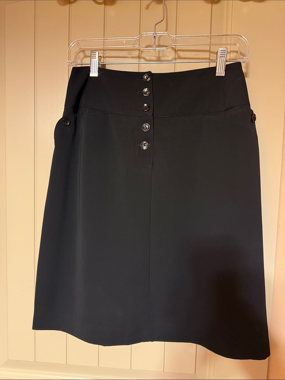 Harve Benard Black A-Line Skirt with Front Button Detail